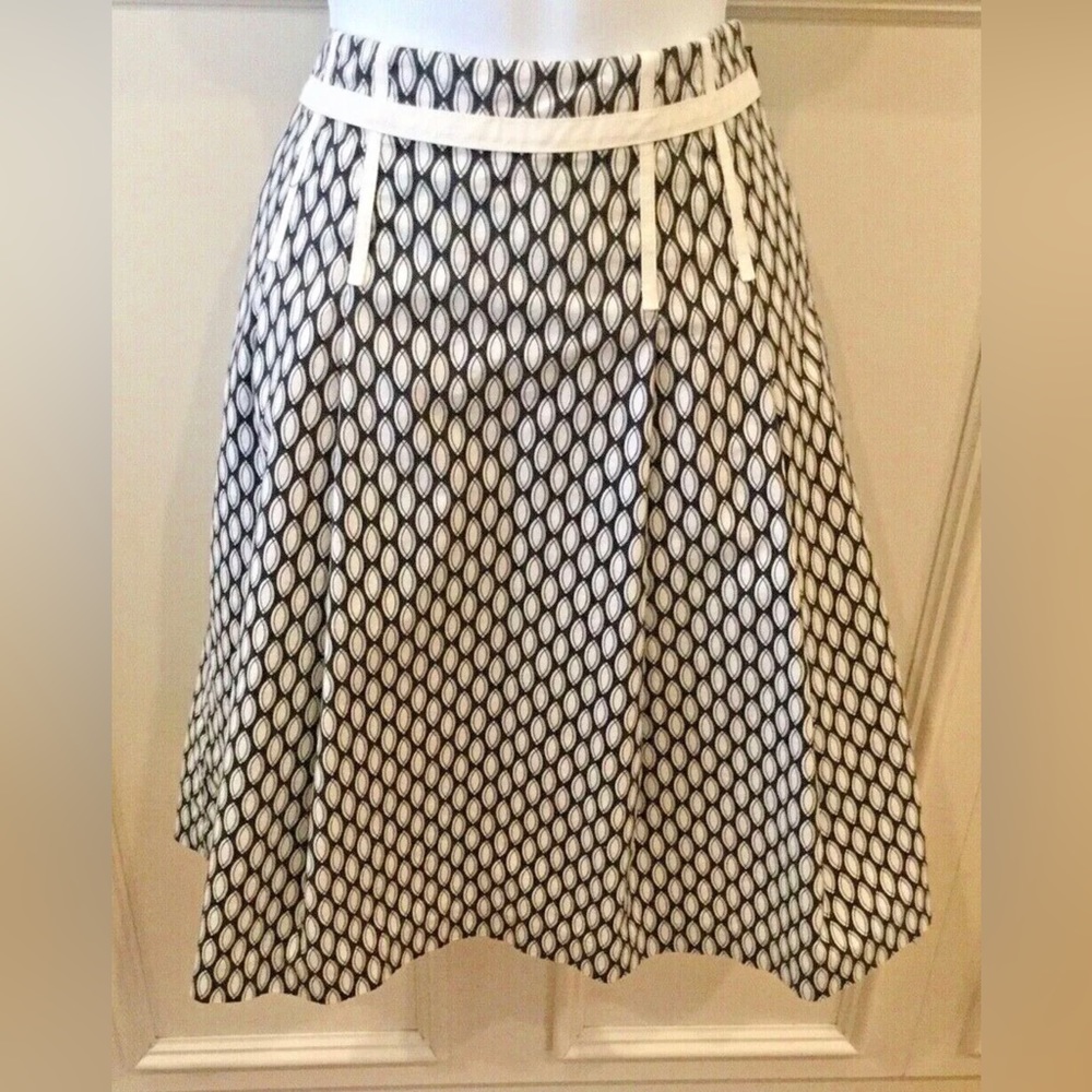 Stretch Skirt Navy White Geometric Print 0
